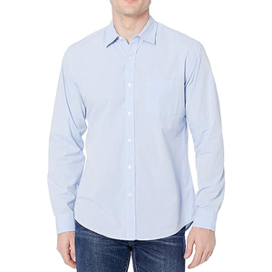 Chemise habillée formelle à manches longues pour homme, coupe ajustée, 100 % coton, décontractée, respirante, en sergé, avec logo personnalisé, fournisseur en gros - Product Image 5