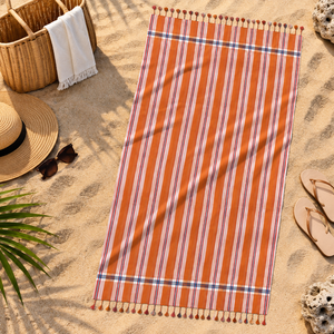Serviette Kikoy promotionnelle : Meilleure collection pour les achats en gros – Serviette de plage Kikoy en coton teint en fil rayé, multi-usages. - Product Image 6
