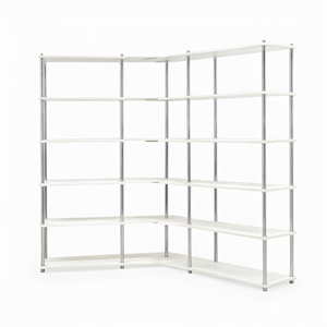 Porte-manteau d'angle rotatif modulaire et évolutif à structure métallique minimaliste 2400 6T Blanc/Argent, autoportant et stable, organisateur de rangement domestique - Product Image 2
