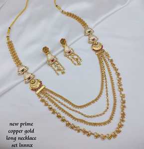 Wholesale High Quality New Vintage Copper Gold Plated <b>Crystal</b> Bridal Jewelry <b>Set</b> Long Mala Necklace Earrings Maang Wedding Gift - Product Image 2