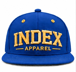 Gorra Snapback de 6 Paneles Azul con Bordado de Letras Doradas, Estilo Hip Hop, Marca Index Apparel - Product Image 5