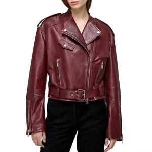 เสื้อแจ็คเก็ตหนังวัวแท้สำหรับผู้หญิง หนังวัวแท้คุณภาพพรีเมียม เสื้อโค้ทแฟชั่นสำหรับขี่มอเตอร์ไซค์ในฤดูหนาว ขายส่งแบบ OEM - Product Image 1