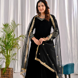 Ensemble Anarkali trois pièces pour femmes, élégant, brodé, imprimé numérique, design moderne, séchage rapide, toutes saisons, fête, mariage - Product Image 1