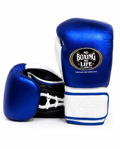 No Boxing No Life - Juego de Guantes de Boxeo para Entrenamiento y Sparring, 100% Cuero Vacuno Genuino, Azul y Blanco, Equipo de Protección, Hecho en México - Product Image 4