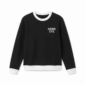 เสื้อสเวตเชิ้ตคอกลมสีดำสำหรับผู้หญิง แต่งขอบสีขาว พิมพ์ลายตัวอักษร ทรงปกติ ผ้าฝ้ายถักสำหรับฤดูใบไม้ร่วง - Product Image 6