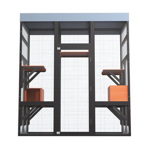 Grande Recinto Esterno per Gatti con 5 Piattaforme e 2 Casette per Riposo, Struttura in Metallo Sicura, Facile Montaggio, per Arredamento Interno di Case per Animali Domestici - Product Image 6