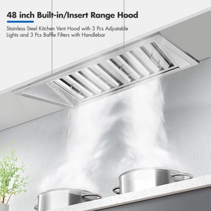 เครื่องดูดควันในครัวสแตนเลสขนาด 48 นิ้ว รุ่น Range Hood Built-in/Insert 48 นิ้ว พร้อมพัดลมดูดอากาศ 600 CFM - Product Image 2