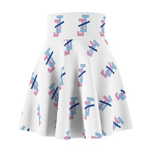 Women's <b>White</b> <b>Skater</b> <b>Skirt</b> High Waist Flared A Line Casual Stretch Fashion Everyday Apparel Wear Clothing - Product Image 1