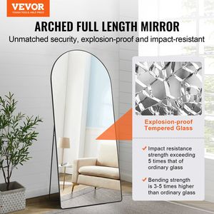 <b>Large</b> Free Standing Aluminum Alloy <b>Frame</b> 71 X 32 Arched Full Length Floor Mirror Hanging Wall Mounted Stand with Fr Design - Product Image 2