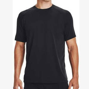 T-shirt de sport noir personnalisé pour homme |   Haut de sport en polyester tricoté, séchage rapide, pour entraînement athlétique |   Vente en gros - Product Image 6