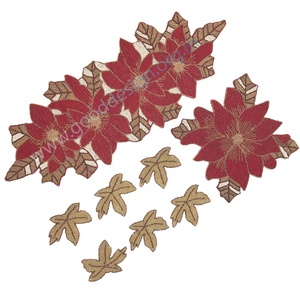 36" Embroidered <b>Table</b> <b>Runners</b> with Floral Design of Glass Beads in Multicolor with Coaster and Placemat for Christmas & Wedding - Product Image 4