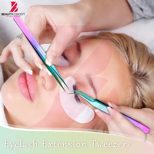 Vente en gros de pinces à cils arc-en-ciel personnalisées avec logo, 6 pièces, kit de cils de précision en acier inoxydable professionnel, outils de maquillage multicolores - Product Image 2