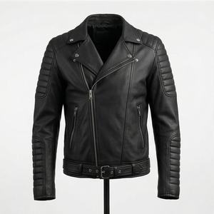 Chaqueta de Motero Acolchada Personalizable para Hombre, de Piel Vacuna, con Cierre Frontal Completo, Impermeable, Elegante para Invierno, Color Personalizado - Product Image 1