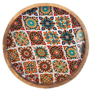 Plateau de service en bois émaillé Art Déco avec poignée robuste pour thé, café, collations, hôtel, restaurant, cuisine, salle à manger, durable, mariage, Diwali - Product Image 3