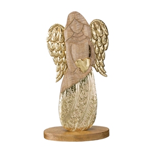 Ornement de Noël au design élégant avec base en métal et en bois, pour décoration festive, décoration d'étagère, ou pour offrir. - Product Image 2