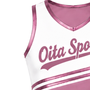 <b>Rose</b> Pink Cheerleading Jersey Sleeveless Crop <b>Top</b> Custom Team Sports Uniform Performance Athletic Wear Training Apparel - Product Image 4
