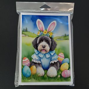 Whimsical A7 tamaño 5x7 Perro de Agua portugués Pascua huevo caza tarjeta de felicitación paquete 8 tarjetas de nota en blanco con sobres - Product Image 3