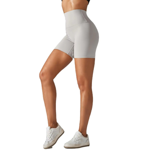 Shorts de sport pour femme, taille haute, couleur unie, en tricot élasthanne, respirant, taille élastique, sexy, pour le fitness, tendance, fabricant OEM - Product Image 2