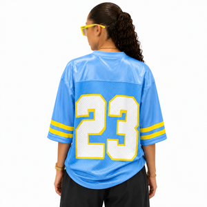 Maillot de football américain oversize pour femme, t-shirt de sport en mesh, numéro 23 vintage, streetwear, vêtements en gros - Product Image 4