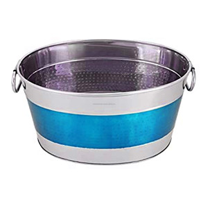 Botella de vino, bañera de hielo y cubo con asa y fondo azul cielo para fiestas, champán, tarifa personalizada de alta calidad - Product Image 1