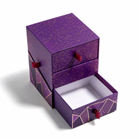 Boîte cadeau rigide à double tiroir personnalisée en violet, emballage en papier de luxe pour bijoux, chocolats, cosmétiques