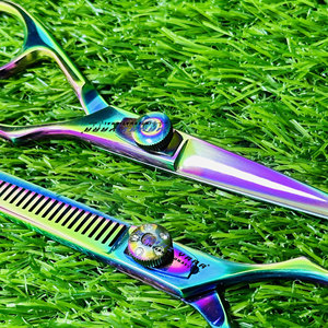 Multi Coated Premium 440C <b>Barber</b> Scissors <b>Set</b> with Antler Teeth Design Ultra Sharp Hair Cutting and Thinning Shears - Product Image 4