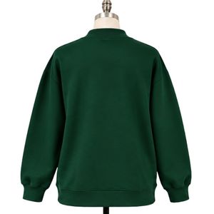 Sweat-shirt vert foncé pour femme avec imprimé graphique « Strong Girl » blanc, coupe oversize, col rond, manches longues, style streetwear décontracté - Product Image 2