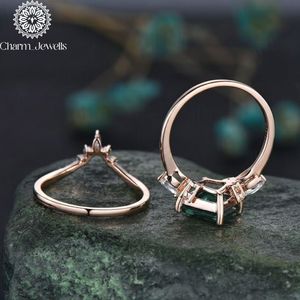 Bague de fiançailles classique pour femme en argent plaqué or rose avec moissanite taille coussin et sertissage à griffes - Charm Jewells - Product Image 5
