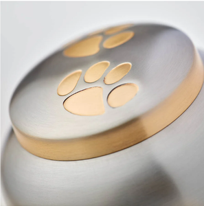 Mini Pet Cremation <b>Urn</b> with Paw Print Lid Stainless Steel Keepsake Ashes Container for Dog and <b>Cat</b> Memorial - Product Image 3