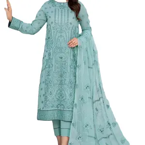 顶级派对女装巴基斯坦休闲热卖风格2024批发礼服沙尔瓦·卡梅兹