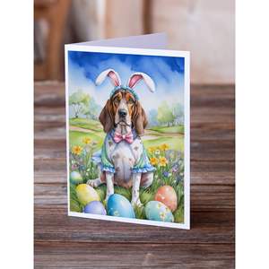Whimsical American English Coonhound A7 Size 5x7 Pack 8 Blank Note <b>Greeting</b> <b>Cards</b> with Envelopes for Easter Egg Hunt - Product Image 2