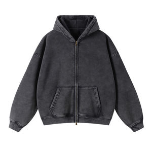 Sweat-shirt rose oversize à capuche zippé unisexe, veste polaire décontractée, couleur unie, avec poches, pour l'automne - Product Image 2