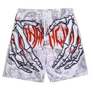 Pantalones Cortos Casuales de Verano para Hombre, de Alta Calidad, Secado Rápido, 100% Poliéster, con Estampado de Mano de Esqueleto - Product Image 2