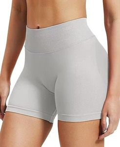 Shorts de Yoga de Cintura Alta para Mujer, Sin Costuras, Color Sólido, Cintura Elástica Acanalada, Spandex Modal 220g, para Fitness y Ejercicio, Marca Personalizable - Product Image 4