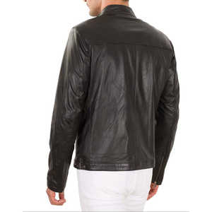 Chaqueta de Cuero Sintético para Hombre, Estilo Motero, Cuello Alto, para Otoño - Product Image 1