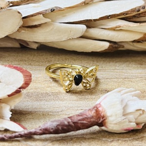 Hot Selling Trendy Butterfly Shape Brass <b>Ring</b> Gold Plated Black Onyx Modern <b>Ring</b> <b>Statement</b> Dainty <b>Ring</b> Wholesale <b>Ring</b> For Women - Product Image 3