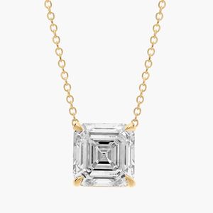 Pendentif solitaire en diamant de laboratoire taille Asscher en or jaune - Product Image 1