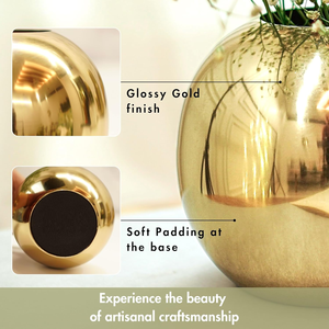 Vase à fleurs en fer durable, poli doré, design traditionnel, fait main, pour la maison, la table, pot décoratif pour la Saint-Valentin - Product Image 6