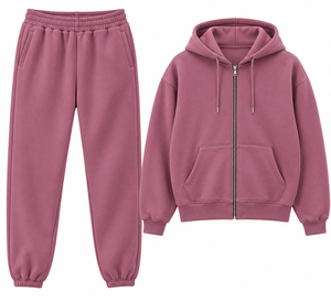 Ensemble décontracté deux pièces pour femme : sweat à capuche oversize zippé et pantalon de jogging décontracté à épaules tombantes - Product Image 3