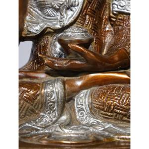 Bouddha de 12 pouces assis dans une statue en laiton de Bhumisparsha Mudra Sculpture élégante de geste touchant la terre - Product Image 1
