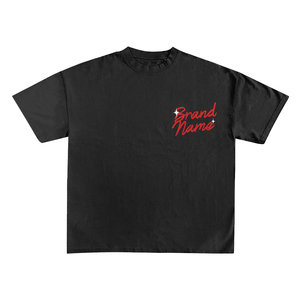 T-shirt noir à manches courtes pour homme, coupe classique, col rond, imprimé lettres, en jersey de coton, style streetwear, de votre marque - Product Image 2