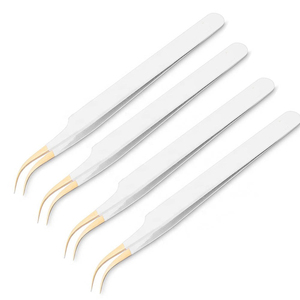 Pince à épiler professionnelle en acier inoxydable blanc, pointe volumisante, logo personnalisé pour cils - Product Image 4