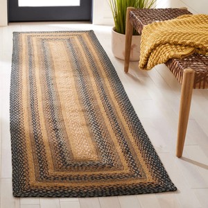Braided <b>Jute</b> Area <b>Rug</b> Rectangle Farmhouse Style Striped Non-Slip Flat Pile Hallway <b>Runner</b> - Product Image 2