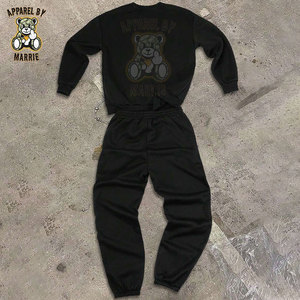 Ensemble de survêtement tendance en mélange de coton pour hommes, poids moyen, avec logo personnalisé, étiquette OEM, sweat-shirt à capuche et pantalon de survêtement, vente en gros - Product Image 3
