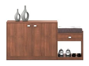 Engineered Wood Shoe Cabinet with 1 Drawer <b>Storage</b> and Cushion <b>Seat</b> Wooden Shoe Rack for Home and Office (Brown Finish - Product Image 3