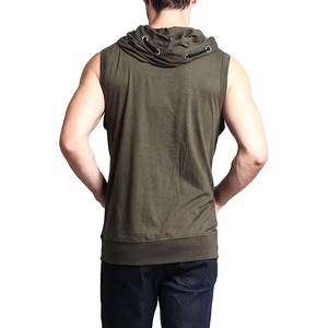 เสื้อฮู้ดแขนกุดสำหรับออกกำลังกายผู้ชาย ผ้าฝ้าย 100% แบบเรียบง่าย เป็นมิตรกับสิ่งแวดล้อม มีกระเป๋าเสื้อ เหมาะสำหรับฤดูหนาว - Product Image 3