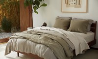 Parure de lit de luxe King Size en lin avec 5 taies d'oreiller florales rayées 20" x 36" en coton et polyester rembourré pour la maison et l'hôtel