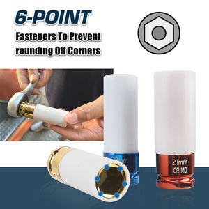 Jeu de douilles à choc hexagonales chromées 1/2 pouce CR-MO 3 pièces Adaptateur DIY OEM Fabriqué à Taïwan Réparation automobile Boîte de moulage par soufflage - Product Image 2
