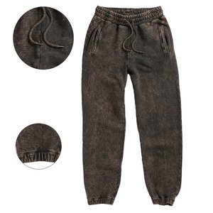 Pantalon en jean coupe droite ample taille mi-haute longueur entière décontracté taille élastique bords effilochés tissé couleur unie style automne - Product Image 5