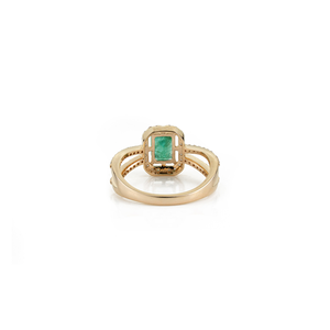 Most Beautiful Design 7x5 mm Zambian Emerald & Diamond Split Shank <b>Statement</b> <b>Ring</b> Wedding K14 Yellow Gold Jewelry Supplier - Product Image 6